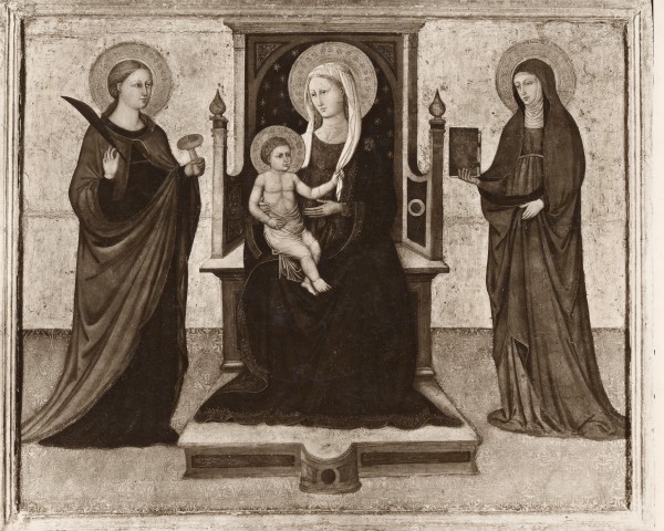 Anonimo — Bicci di Lorenzo - sec. XV - Madonna con Bambino in trono, santa Lucia e una santa — insieme